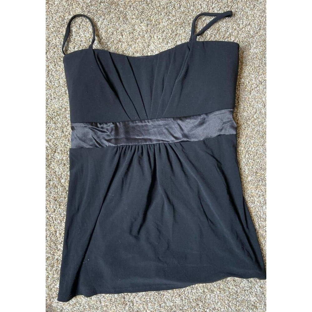 Taboo Brand Women Size 1X? Black Casual Camisole Spaghetti Straps Cloth Tie Belt